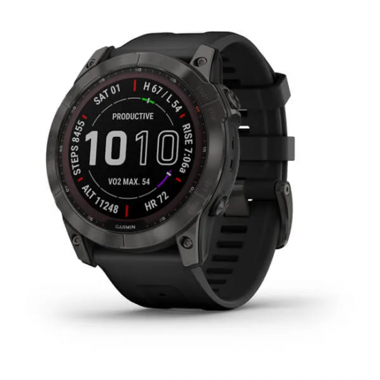 Garmin fēnix® 7X Sapphire Solar, Carbon Grey DLC Titanium with Black Band