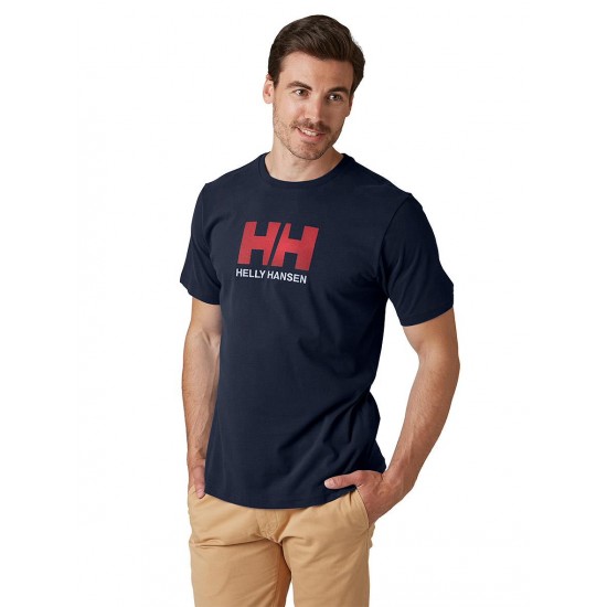 Helly Hansen Logo Tshirt White Mens - Navy